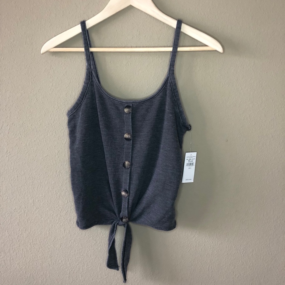 NWT American Eagle Button Up Tank- Charcoal Grey